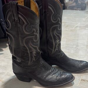 Tony Lama Black Embossed Cowboy Boots